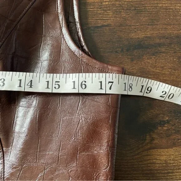 Avec Les Filles Women's Croc-Embossed Mini Dress Chocolate Brown Size 14 - Picture 13 of 16